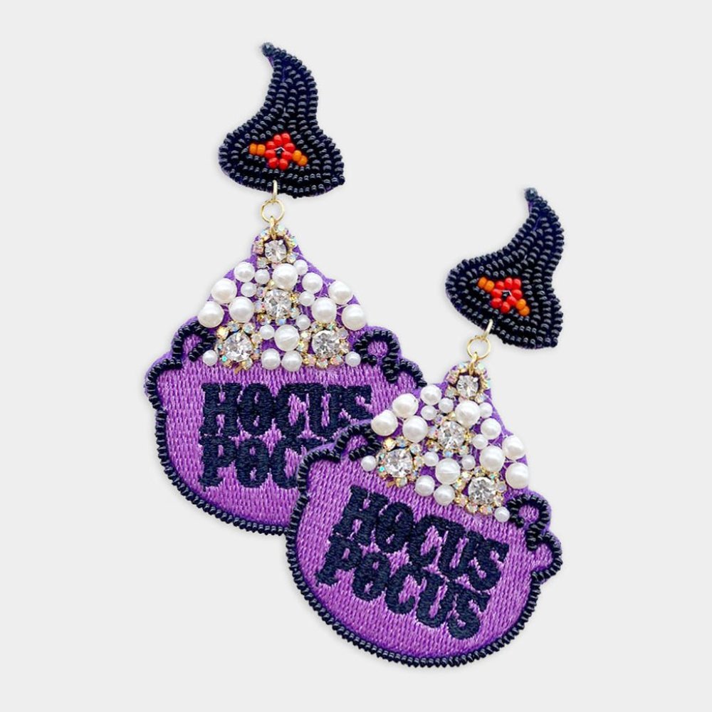 Hocus Pocus Witch's Hat and Cauldron Earrings